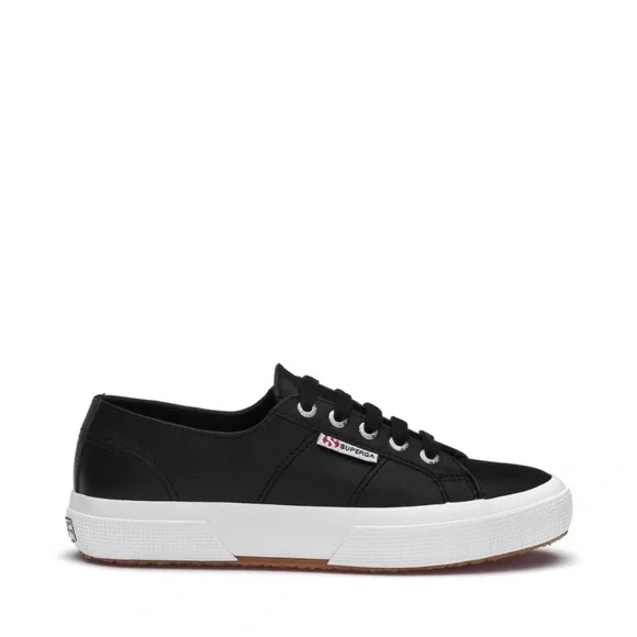 Superga 2750 Women's Black Italian Nappa Leather Sneaker—8 1/2 - Picture 5 of 13